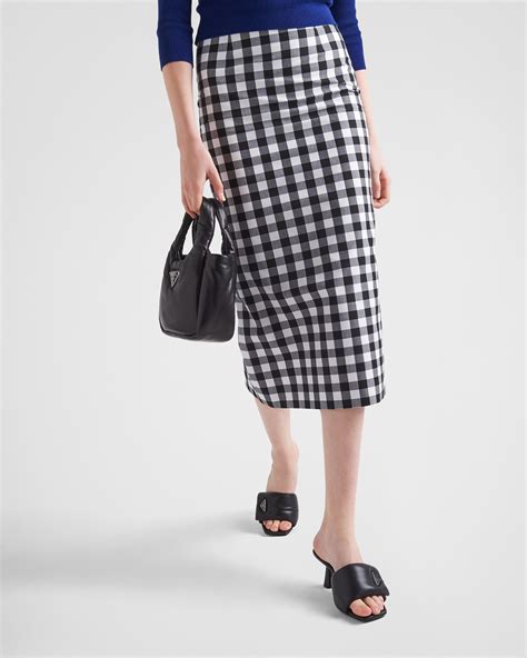 prada gingham skirt|Black Gingham Midi Skirt .